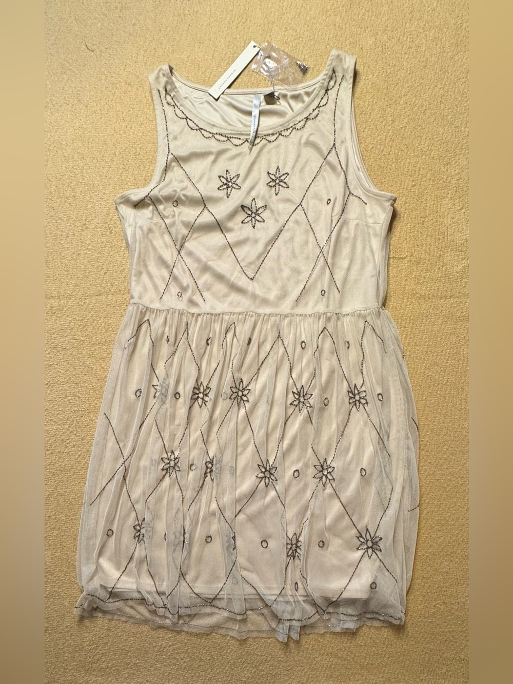 LC Lauren Conrad Cream Embellished Mini Dress